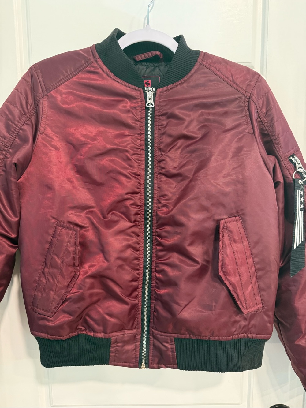 Southpole Burgundy Bomber Jacket Women’s Large Quilted MA-1 Zip Coat